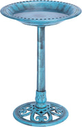 VIVOHOME 28 in Antique Blue Polyresin Outdoor Garden Bird Bath