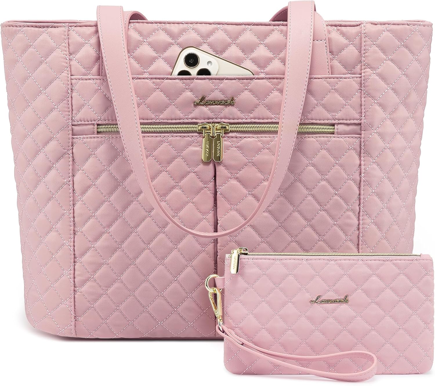 LOVEVOOK 17 inch Laptop Bag for Women - Stylish Quilted Tote