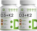 Vitamin D3 K2 5,000 IU Softgels 2 Pack - Daily Bone & Immune Support