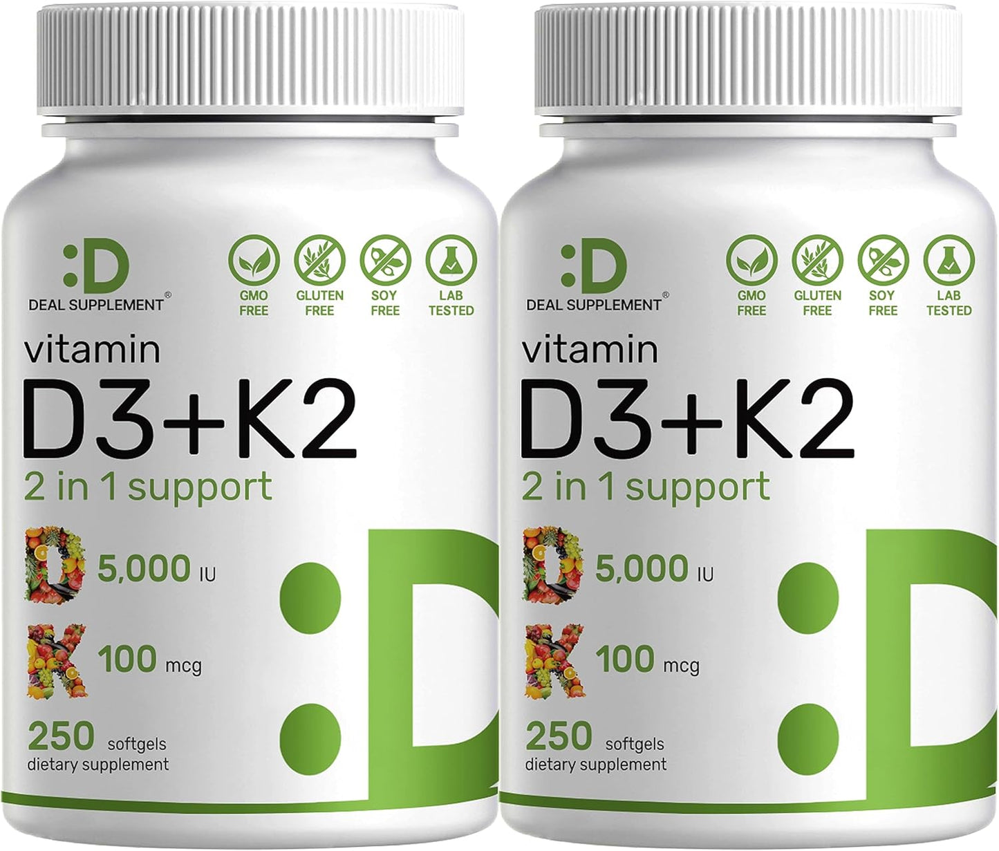 Vitamin D3 5,000 IU + K2 MK7 Softgels for Health Support
