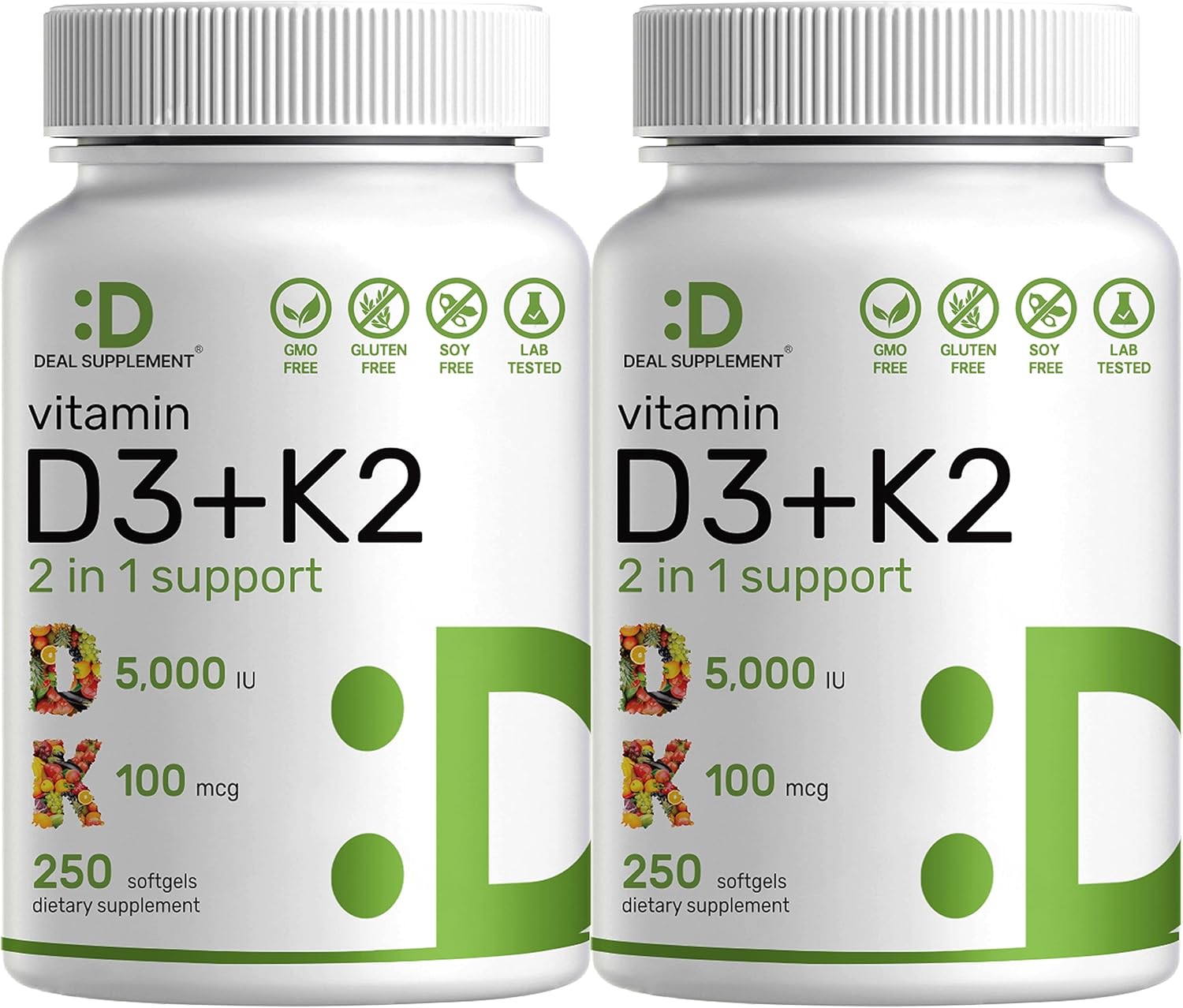 Vitamin D3 5,000 IU + K2 MK7 Softgels for Health Support