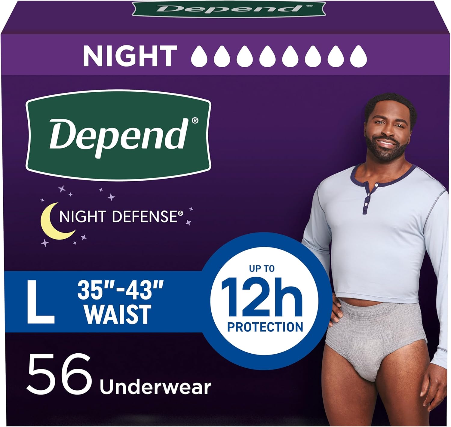 Depend Night Defense Adult Diapers for Men - Overnight Comfort