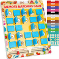 Matching Memory Game for Kids Age 3 to 8 - Portable Wooden Travel Toy