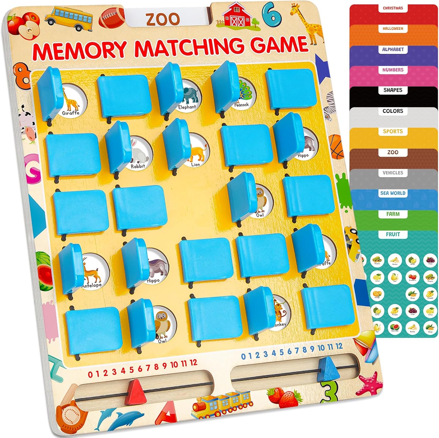 Wooden Matching Memory Game for Kids 3-8 | Travel Toy for Boys & Girls | Road Trip Essential | Ideal Gift