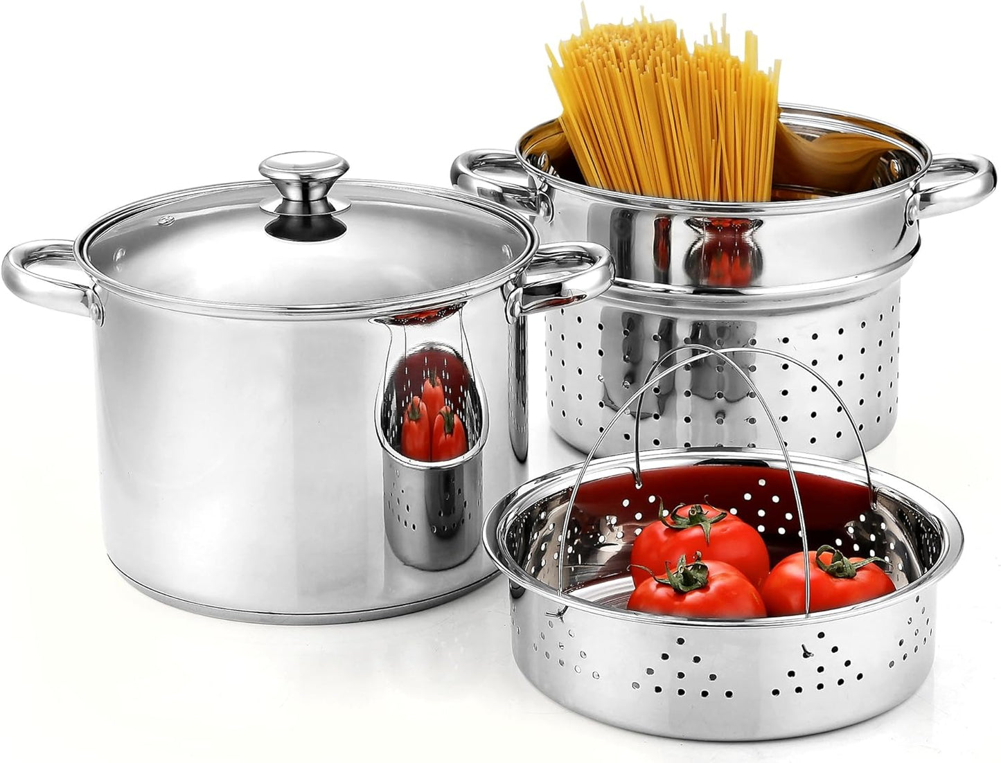 Cook N Home 4-Piece 8 Quart Multipots for Perfect Pasta Cooking