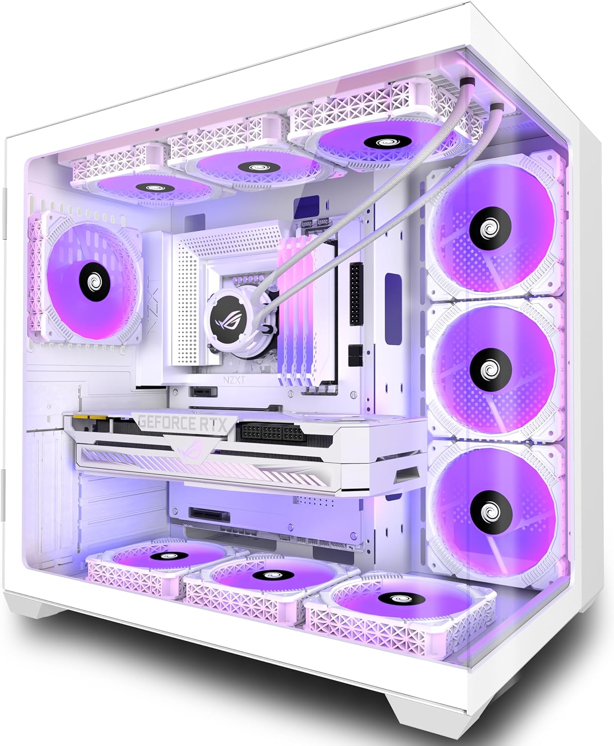 ANSAITE Mid-Tower Gaming PC Case with 9 PWM ARGB Fans
