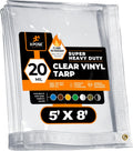 5 ft x 8 ft Clear Vinyl Tarp - Fire Retardant 20 Mil Transparent PVC