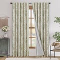 Blackout Linen Blend Floral Curtains 84 in Panels - Farmhouse Style