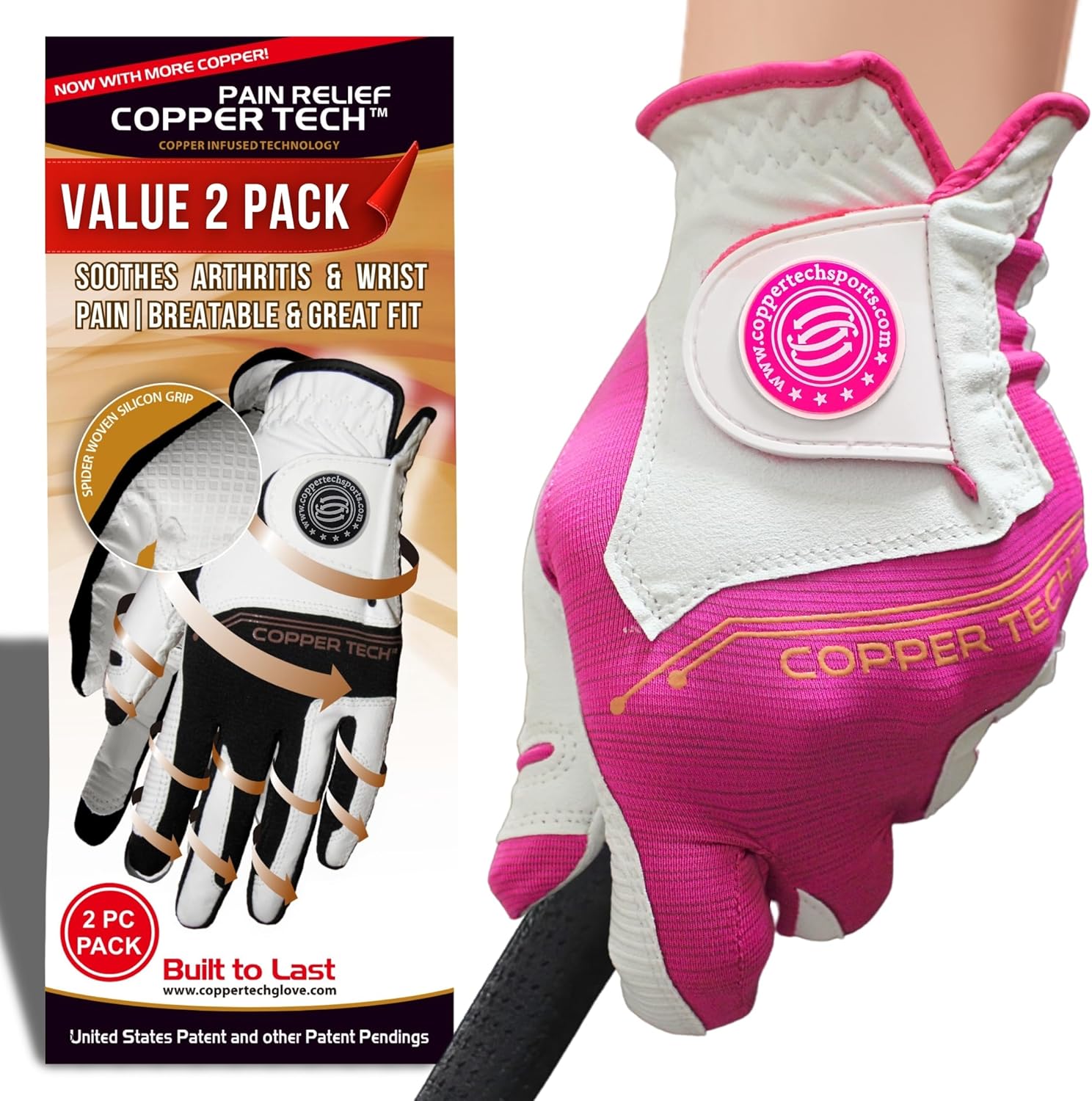 Copper Tech Ladies Golf Gloves for Right or Left Handed Golfers