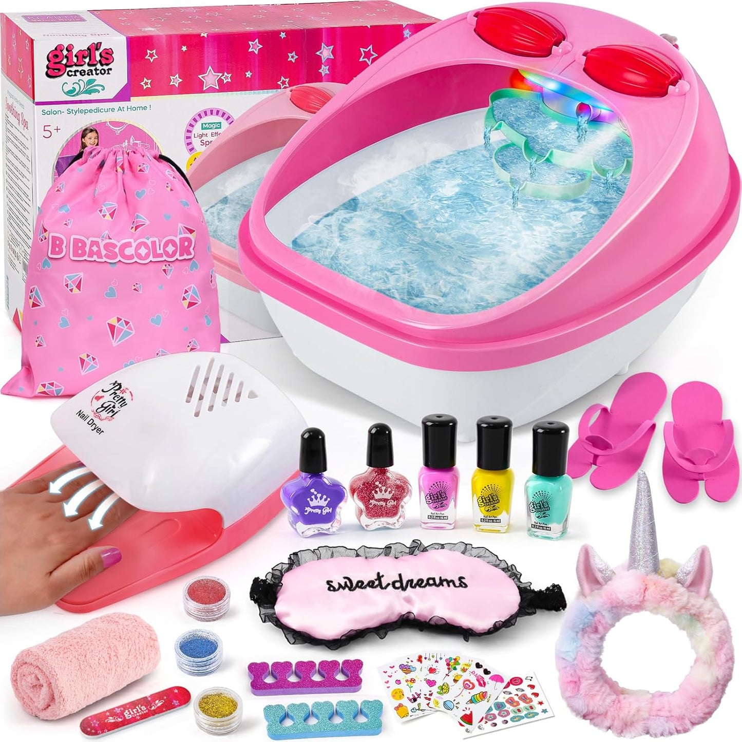 Kids Foot Spa & Nail Kit Set for Fun Spa Days and Gifts