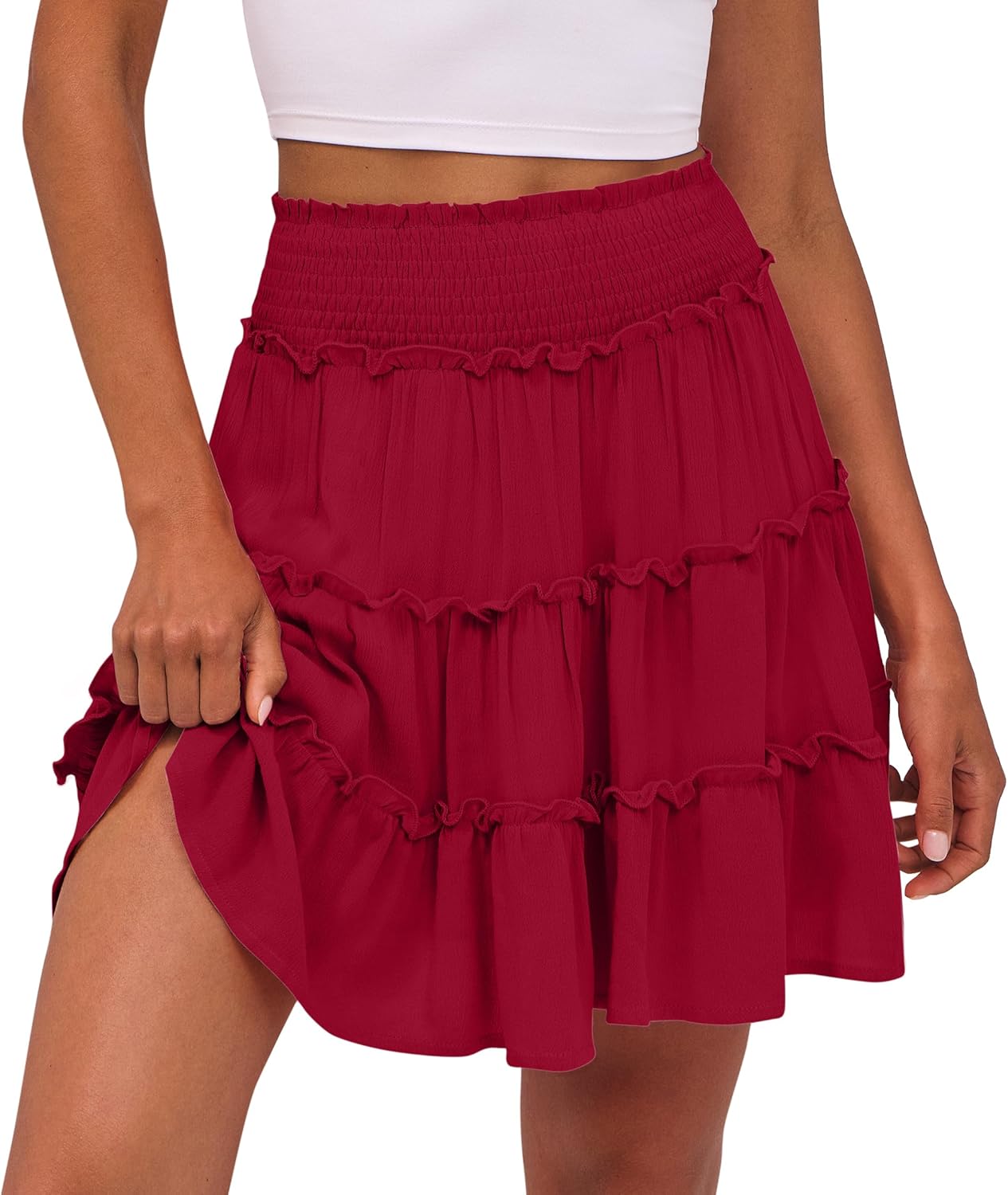 Caracilia Womens Summer Flowy Mini Skorts for Casual Beach Fun