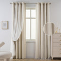 Beige 70% Blackout Curtains for Girls Bedroom & Living Room
