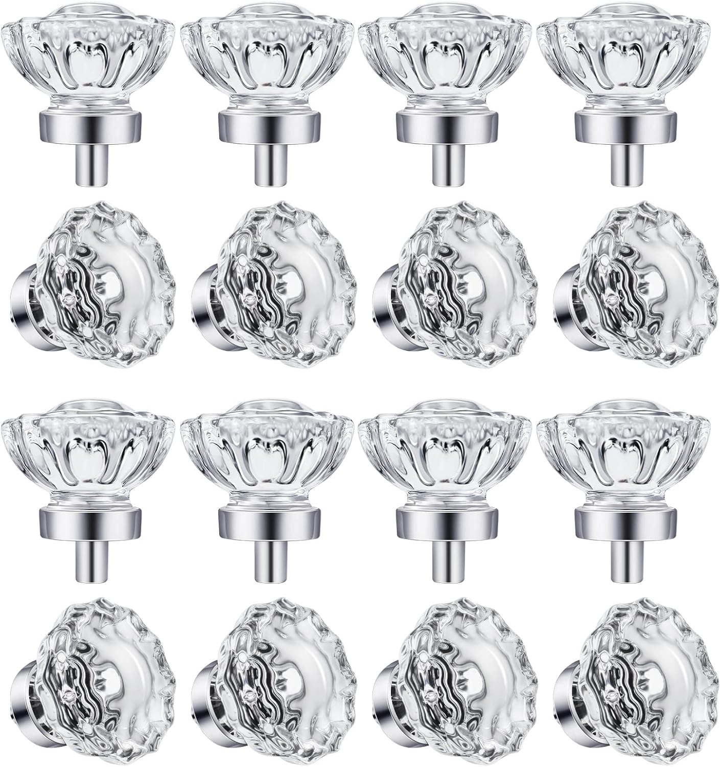 Polished Chrome Cabinet Knobs - Vintage Crystal Drawer Pulls
