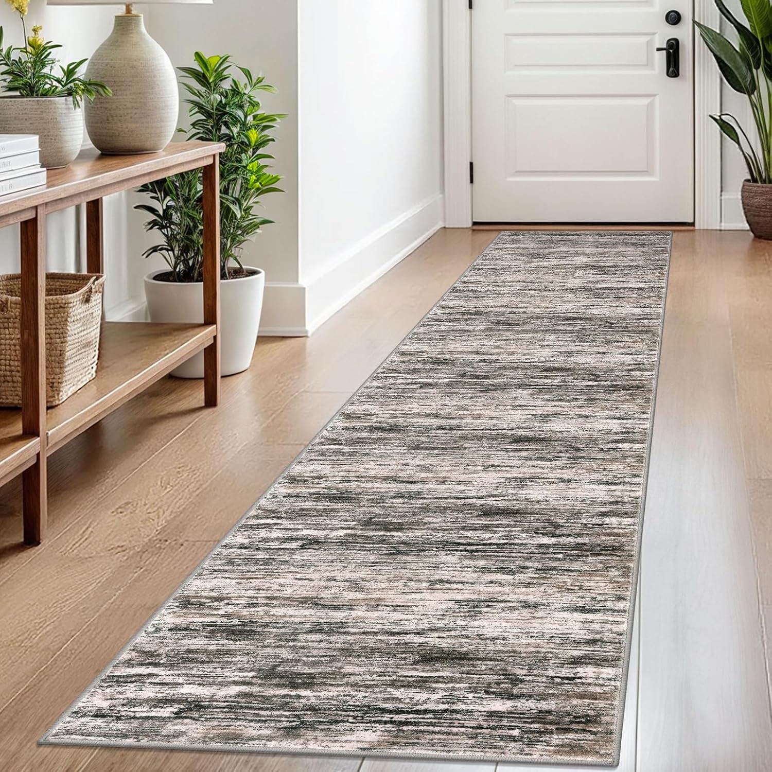 Modern Abstract Runner Rug 2x8 Soft Non-Slip Washable Design