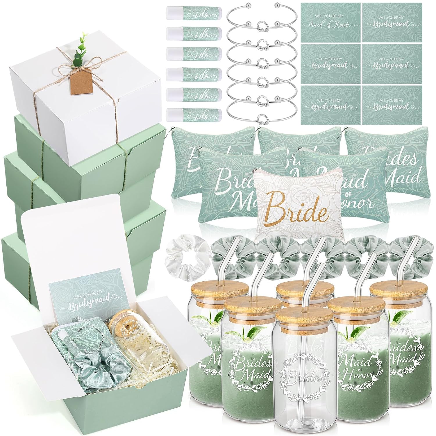 54 Pcs Bridesmaid Proposal Gifts for Bridal Shower & Bachelorette