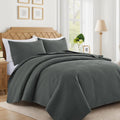 Lavsiry Dark Grey Oversized California King Quilt Set - Soft