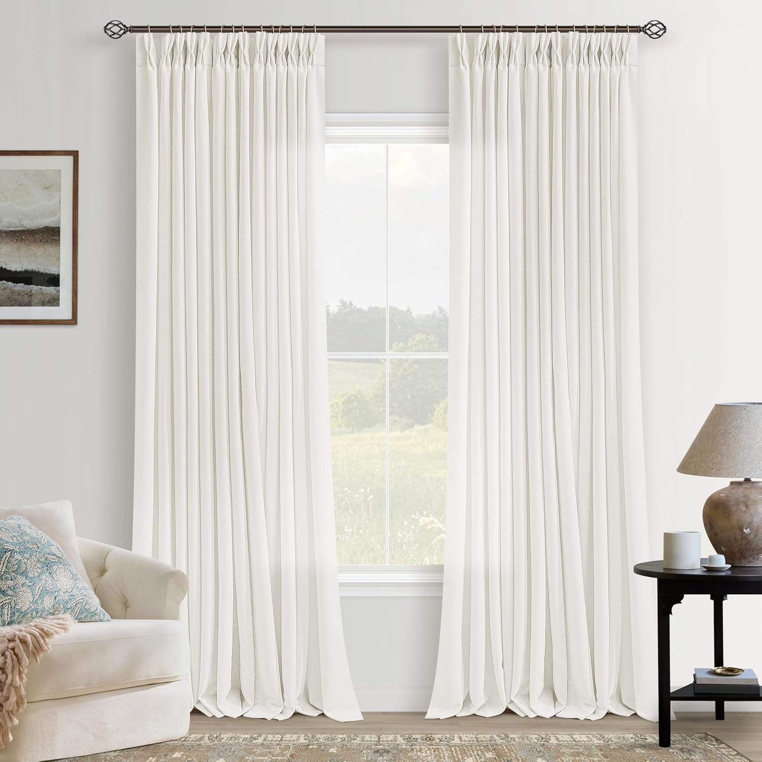Natural Pinch Pleated Linen Curtains for Elegant Living Spaces