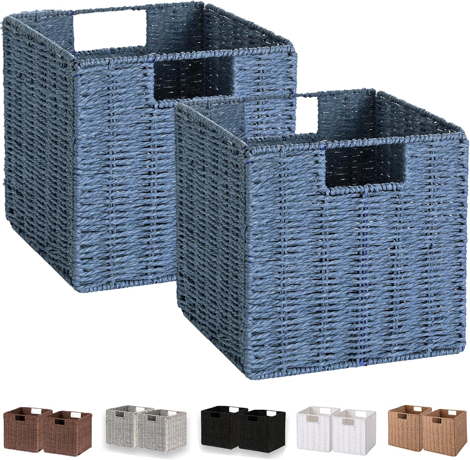 Vagusicc Wicker Storage Basket Set of 2 Hand-Woven Bins