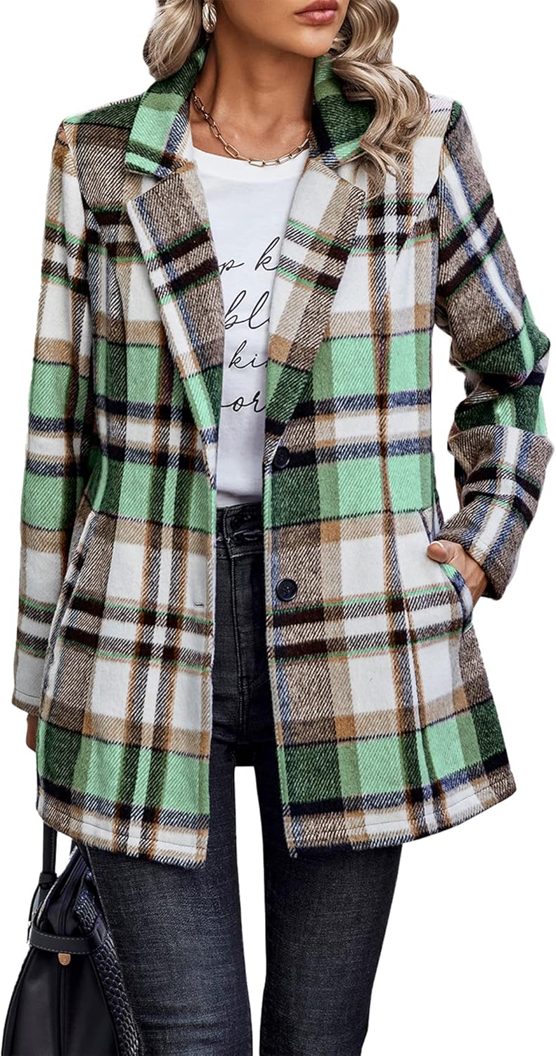 PRETTYGARDEN Women Plaid Shacket Jacket for Trendy Fall Style