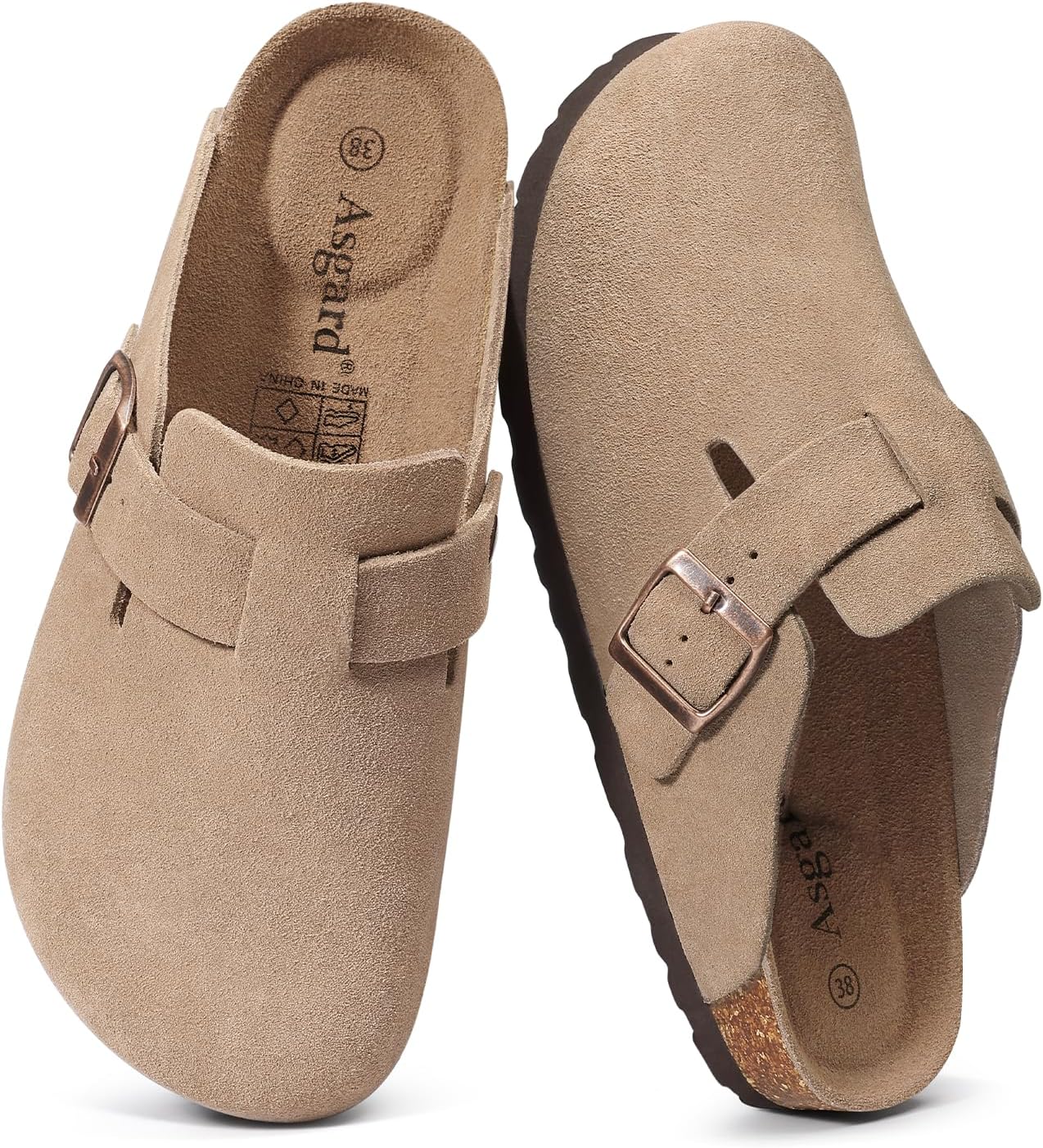 Asgard Women's Suede Clogs with Comfort Cork Footbed for Style