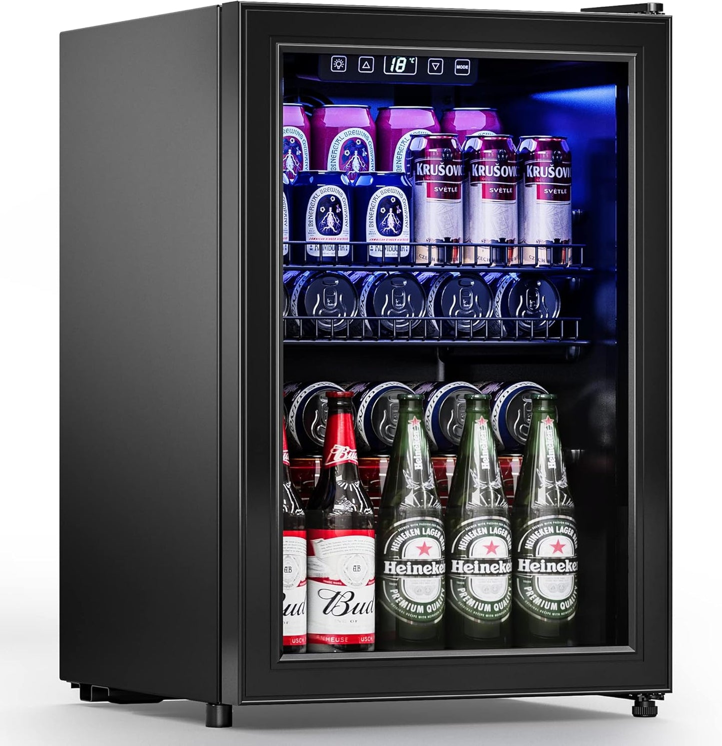 Beverage Refrigerator Cooler with Adjustable Shelves & Display