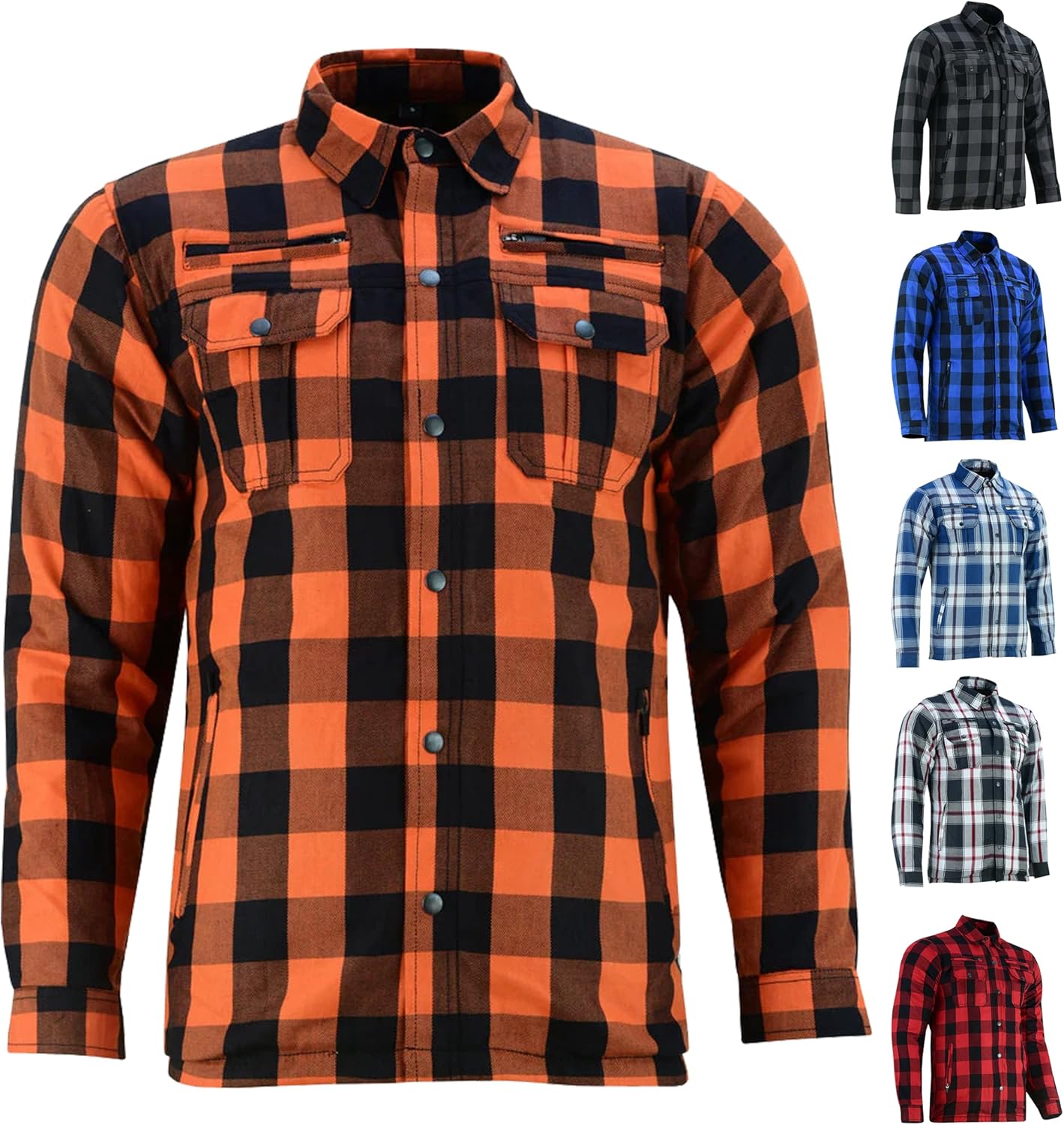 Daniel Smart Men's Motorcycle Shirt: Durable Plaid Biker Jacket