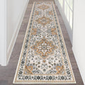 HEBE Hallway Runner Rug 2ft x 8ft - Washable Vintage Distressed Runner