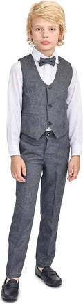 Boys Formal Suit 4 Piece Vest Pants and Tie Dresswear Suit Set