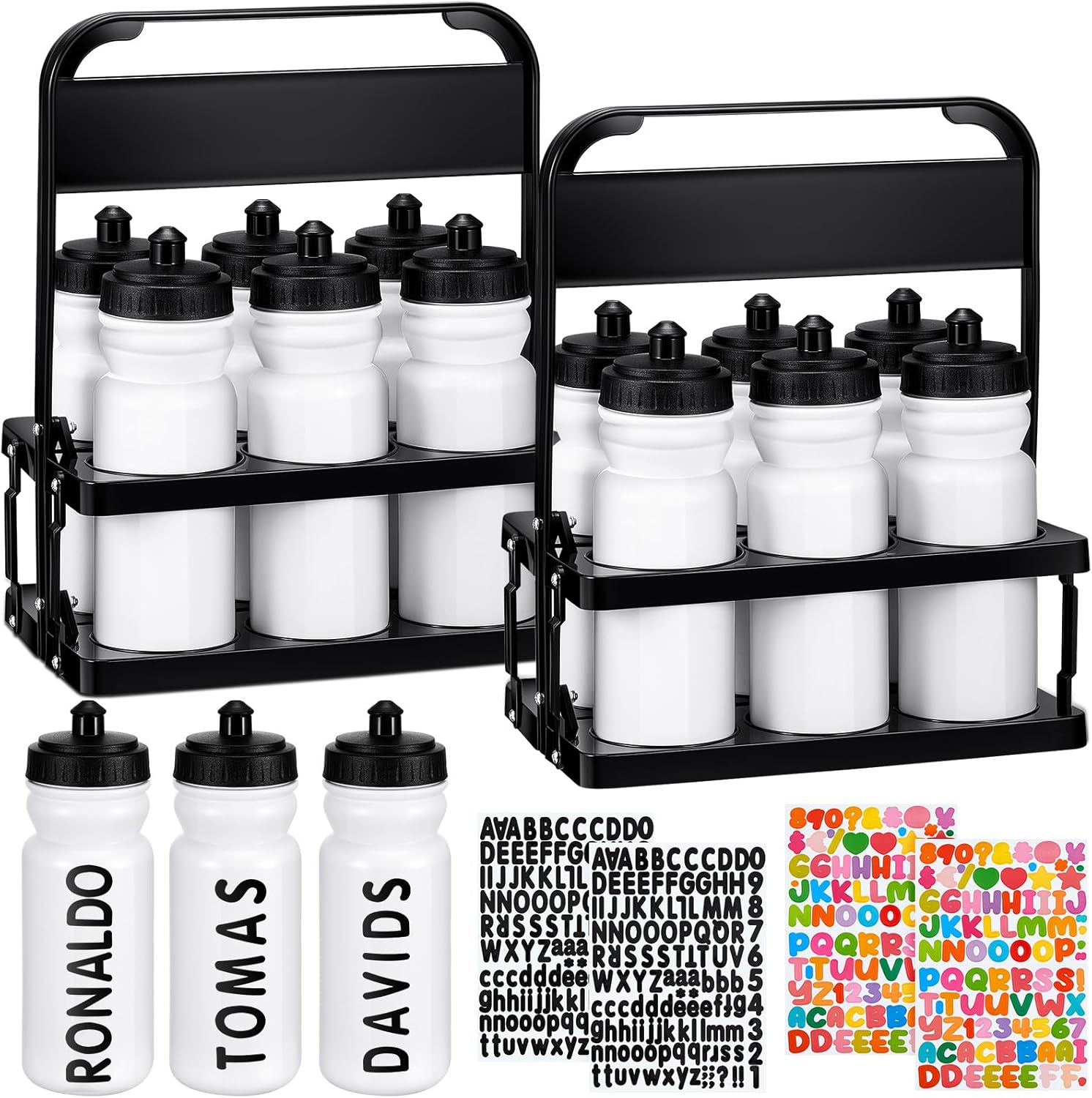 14 Pcs Water Bottle Carrier with 20 Oz Bottles for Fitness