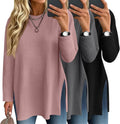 3 Pack Women's Waffle Knit Long Sleeve Tops - Cozy Oversized Basics