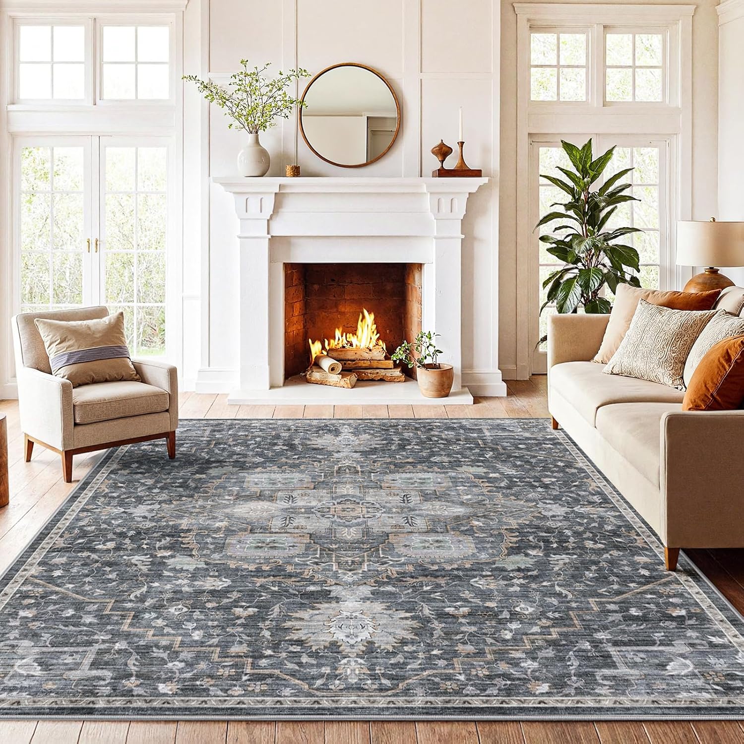 6x9 Area Rugs with Non-Slip Backing for Living Room & Bedroom