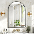 24x36 in Black Arched Bathroom Mirror - Metal Frame Vanity Mirror