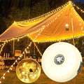 BAILONGJU 65.6ft Rechargeable Camping String Lights - 8 Modes Warm White