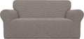 Loveseat Stretch Slipcover Taupe - Soft Jacquard Protector