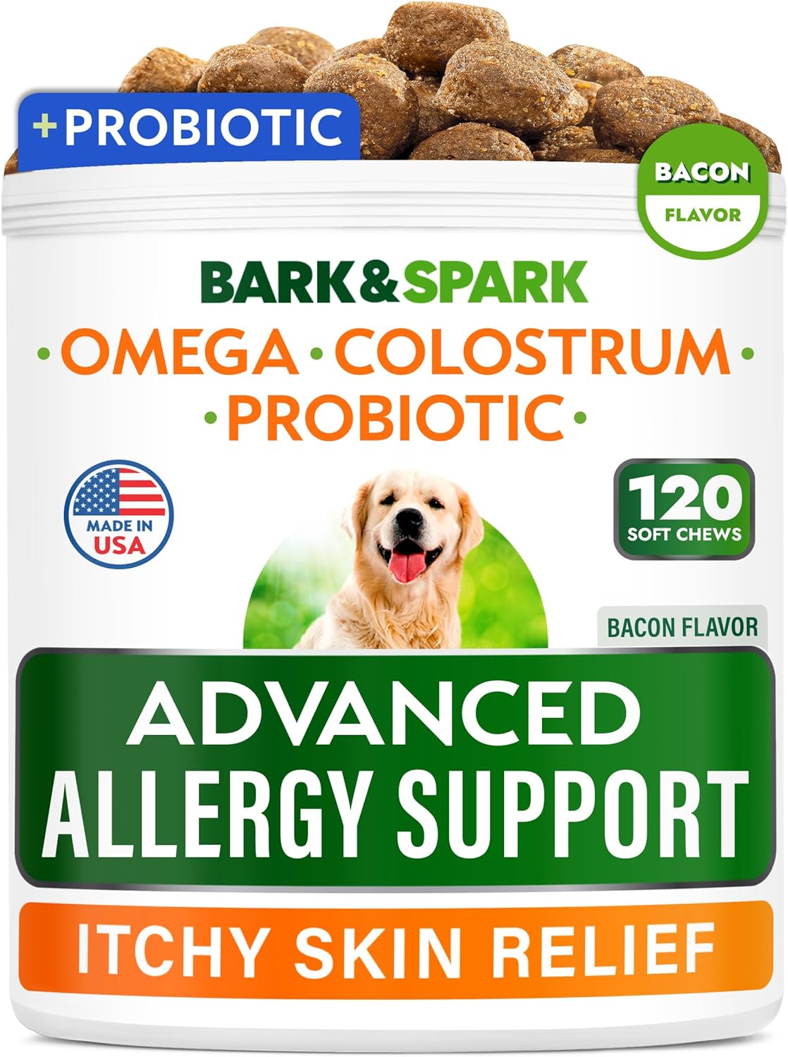BARK&SPARK Advanced Dog Allergy Itch Relief Chews for Dogs