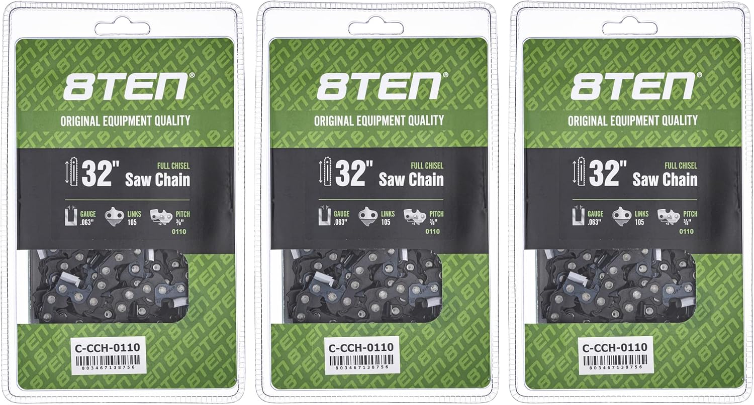 8TEN Full Chisel Chainsaw Chain 32 Inch for Husqvarna and More