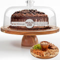 2-in-1 Acacia Wood Cake Stand with Lid - Versatile Display and Serving