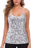 MANER Womens Sequin Tops Sparkle Strappy Tank Top - Stage-Ready Shine