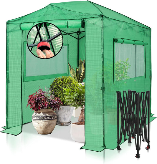 EAGLE PEAK 8x6 Portable Greenhouse - Indoor/Outdoor, Zippered Doors, PE Cover