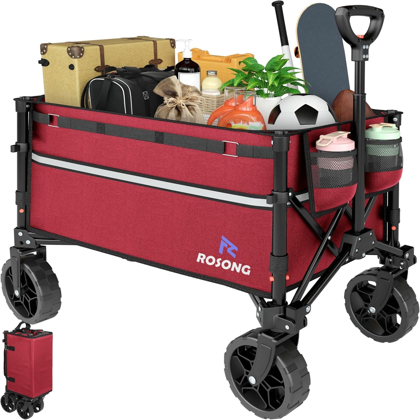 Collapsible Wagon Cart with Wheels for Grocery and Camping