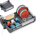 Dish Drying Rack for Kitchen Counter - Extendable Drainboard Dish