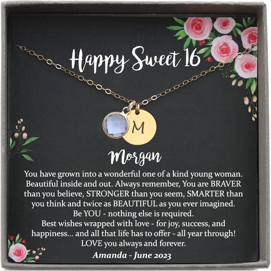 Personalized Sweet 16 Gift Necklace with Meaningful Message