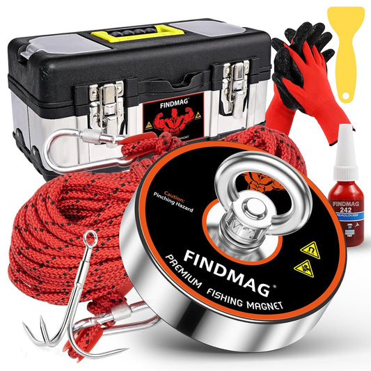 1000lbs Pull Force Magnet Fishing Kit w/ 20m Rope & Accessories