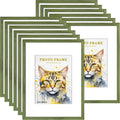 Picrit 12x16 Picture Frame Set of 12 - Green Wood Grain Gallery Pack