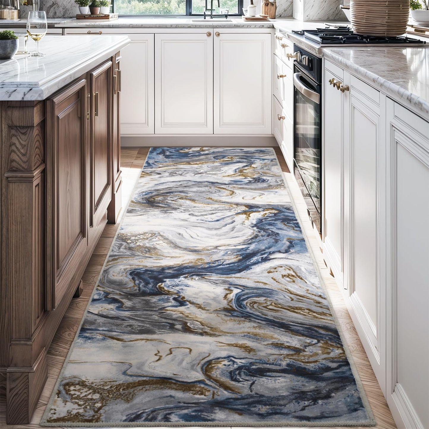 Modern Abstract 2x8 Runner Rug for Hallways and Kitchens