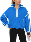 Womens Sherpa Quarter Zip Pullover - Oversized Fleece Jacket