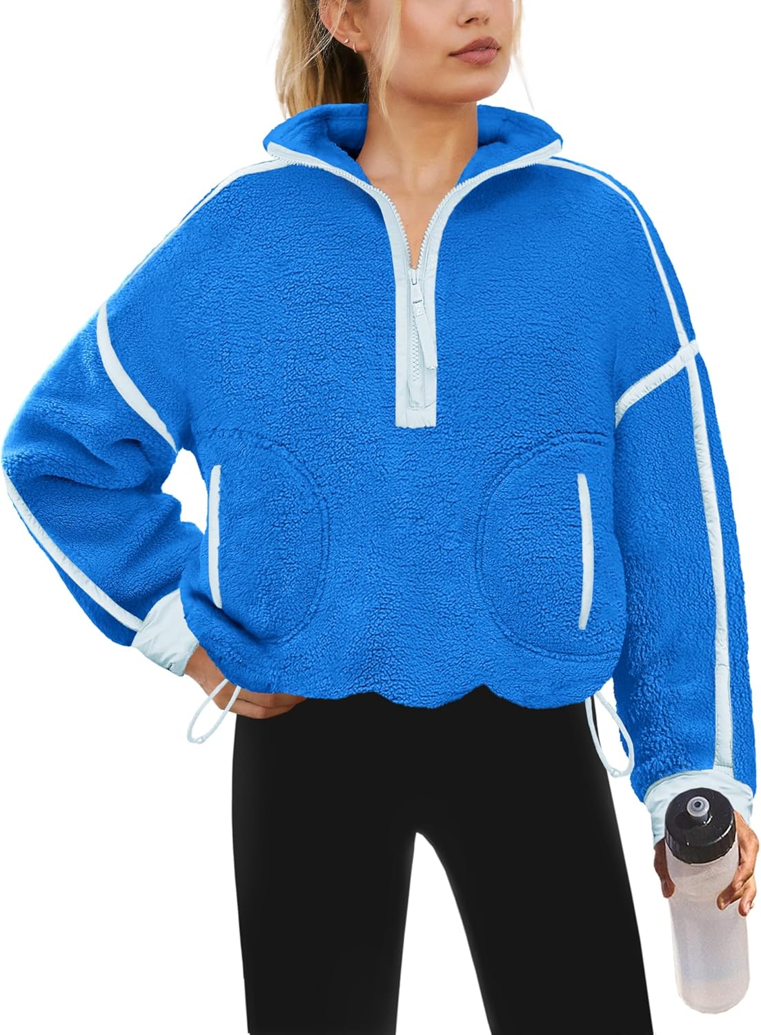 Yanekop Womens Quarter Zip Pullover Sherpa Fleece Jacket