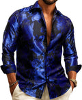 Men's Silk Paisley Floral Button Down Dress Shirt - Classic Style