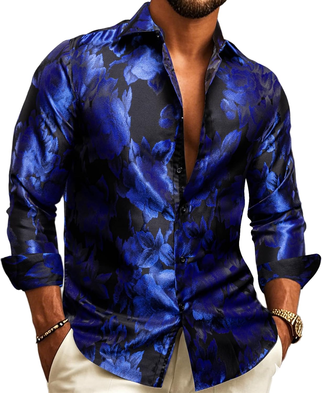 Barry.Wang Men's Silk Shirts for Stylish Cowboy Casual Wear