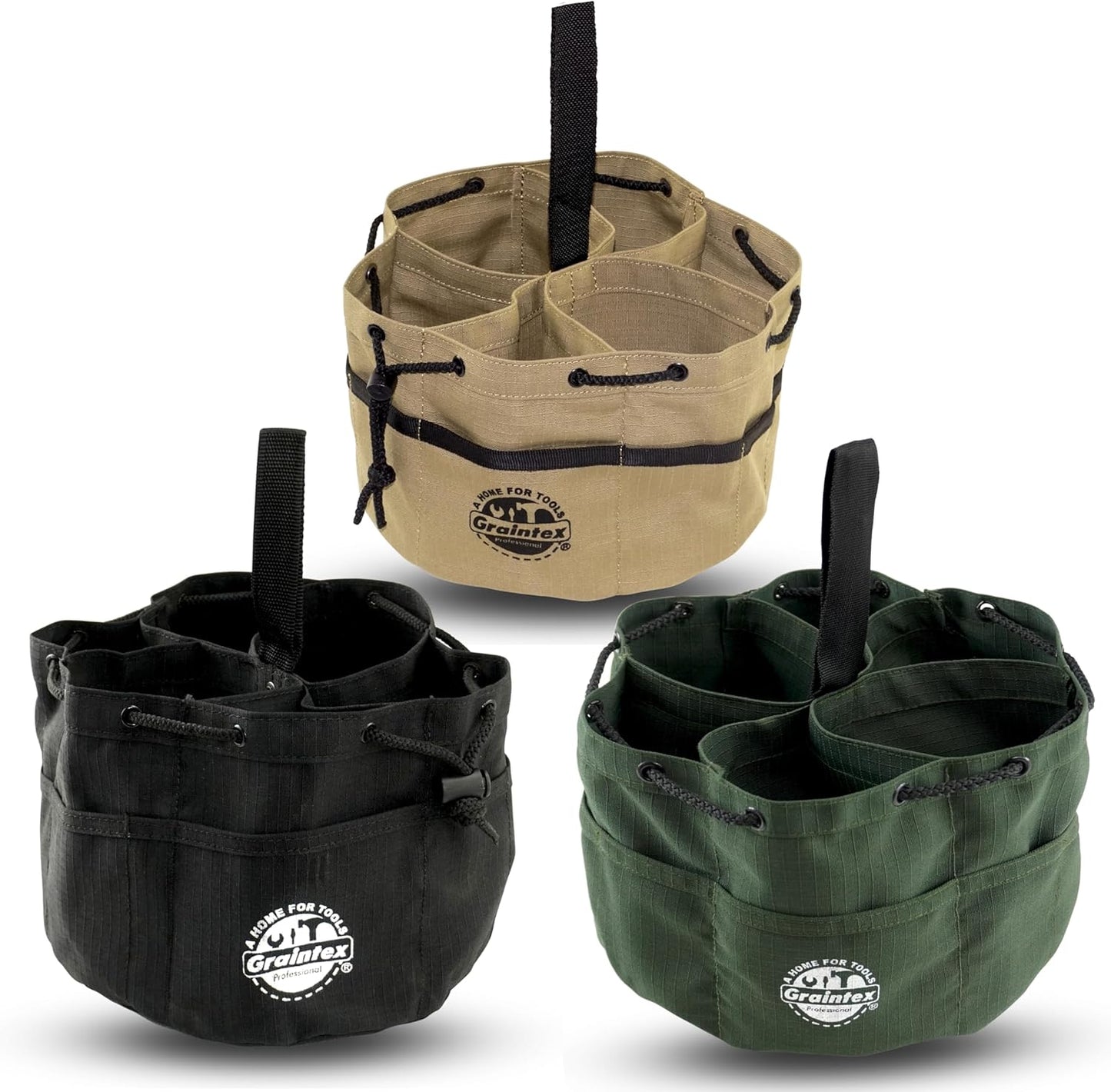 Graintex 18 Pocket Grab Bags Set of 3 for Small Tools and Parts